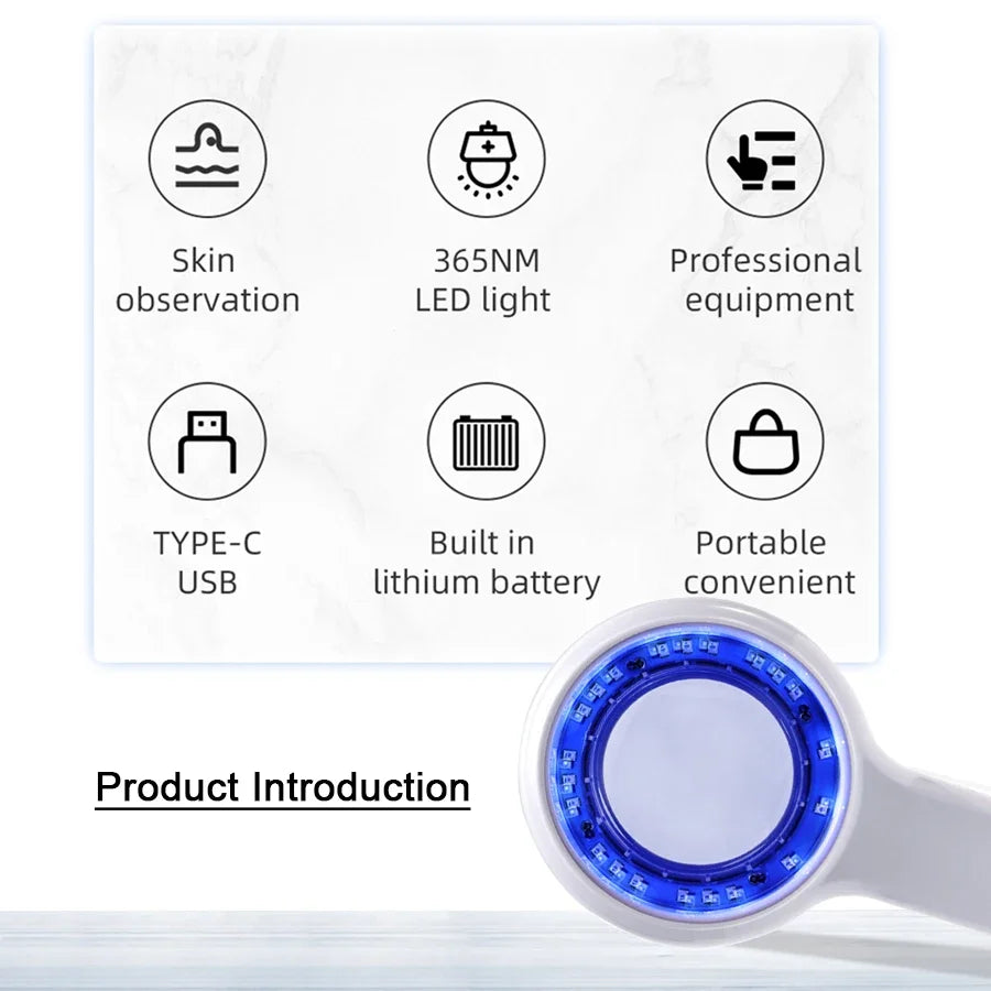 NEW Professional Dermatoscope Skin Medical Magnifier Detection Woods Lamp UVA Lamp For Vitiligo Detection