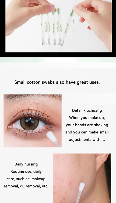ikAllANT Makeup Remover Cotton Swabs - 25 pieces-Pre-soaked with Cleansing Liquid, Foldable for Instant Use, Beauty Cleaning,