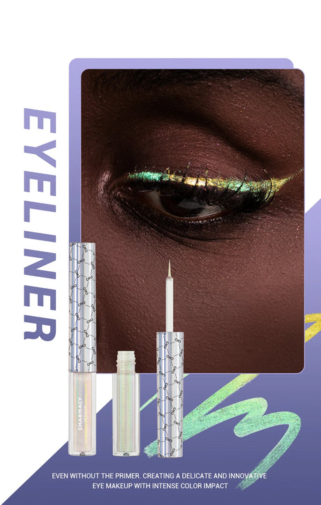 CHARMACY Duochrome Glitter Liquid Eyeliner Long Lasting Waterproof Smudgeproof Ultra Fine Tip Eye Liner Women Makeup Cosmetics