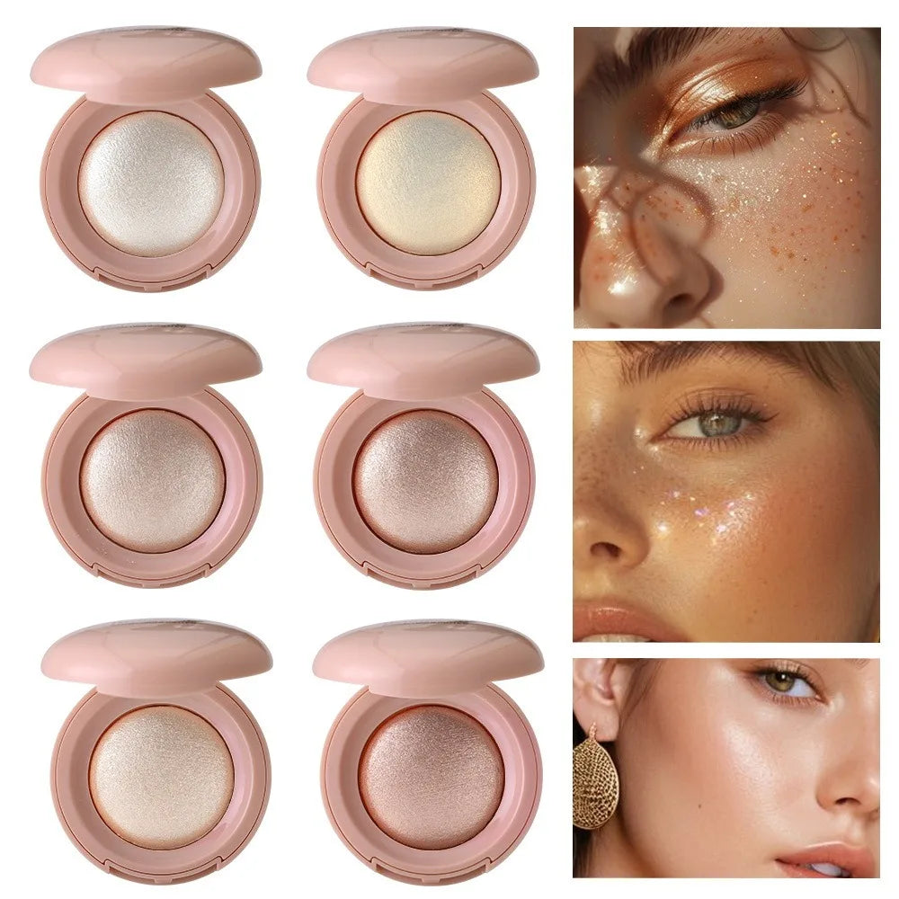 3D Face Highlighter Powder Instant Silky Baked Shimmer Illuminator Makeup Natural Glossy Brighten Contouring Glitter High Gloss