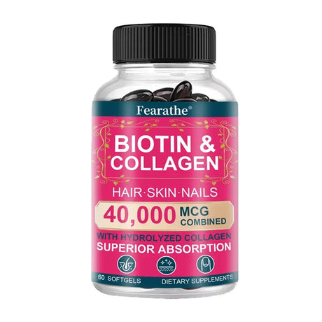 Biotin, Collagen, Hyaluronic Acid & Keratin - Hair Growth Support, 120 Caps | Hair, Skin & Nails Vitamins Supplement for Unisex