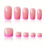 24Pcs French Pink Square Press On Nails Combo For Fingernail And Toenail Removable Reusable Women Daily Party DIY Manicure Supply