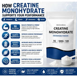 Micronized Creatine Monohydrate Powder 500g, 100 Servings, 5g Scoop, Sports Nutrition Supplement for Men & Women