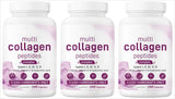 Multi Collagen Capsules 240ct Type I II III V X with Biotin Hyaluronic Acid Vitamin C Hydrolyzed Protein Supplement