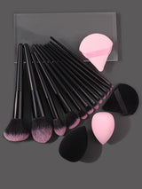 Hot-Selling 12/16PC Multi-Purpose Makeup Brush Set Featuring Ultra-Soft Makeup Powder Pads and Sponge Makeup Eggs with All Tools