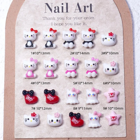 50PCS Nail Parts Charms Cute Cartoon Hello Kitty Nail Art Jewelry Decoration Phone Case Hairpin Manicure Press On Accessories