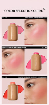 Pocket Matte Blush Stick Long Lasting Non-Sticky Lip & Cheek Tint Natural Nude Brightening Contour Rouge