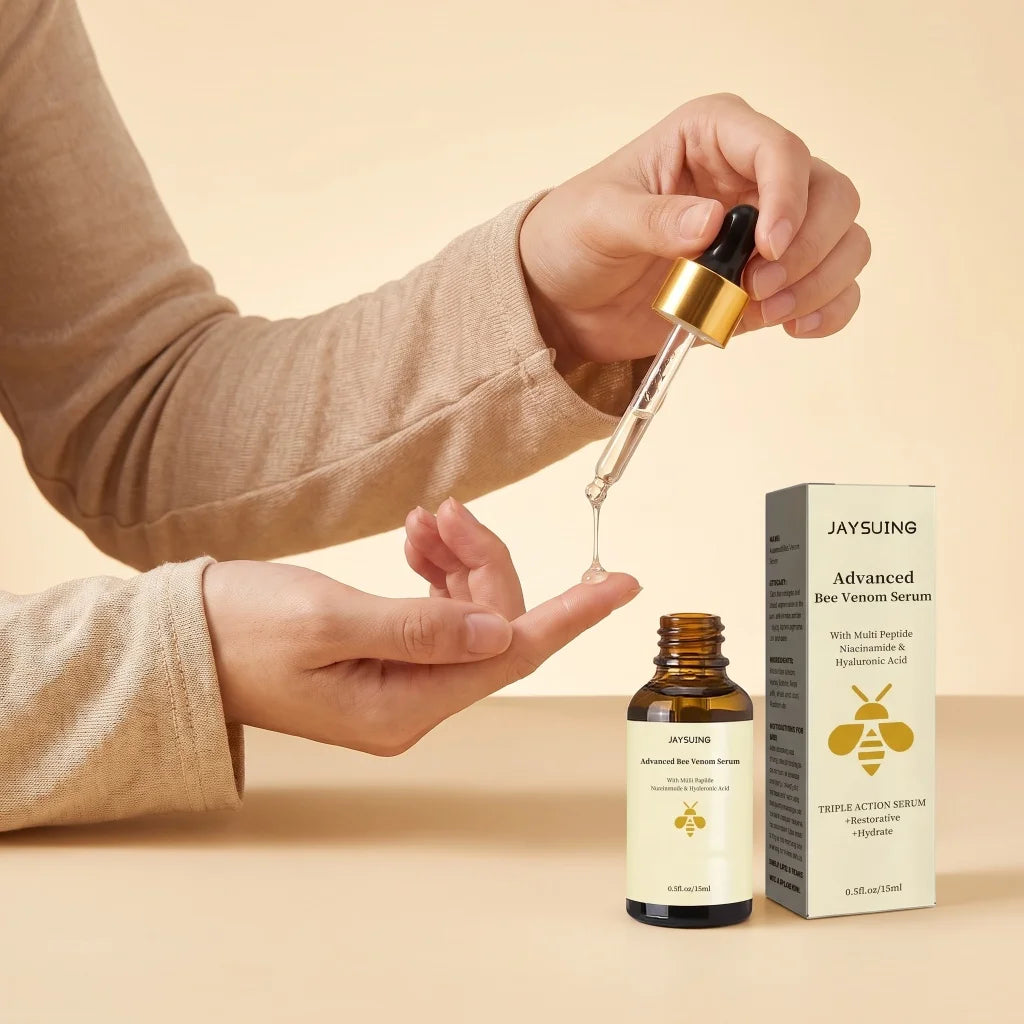 Bee Venom Serum Peptide Niacinamide Hyaluronic Acid Hydrating Essence Smooth Fine Lines Brighten Dull Daily Facial Skin Care