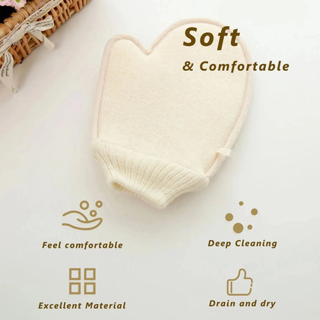 2-in-1 Body Scrub Shower Glove, 1 Piece Natural Cotton Linen Gentle Exfoliating Scrubber With Mesh Texture For Home Spa
