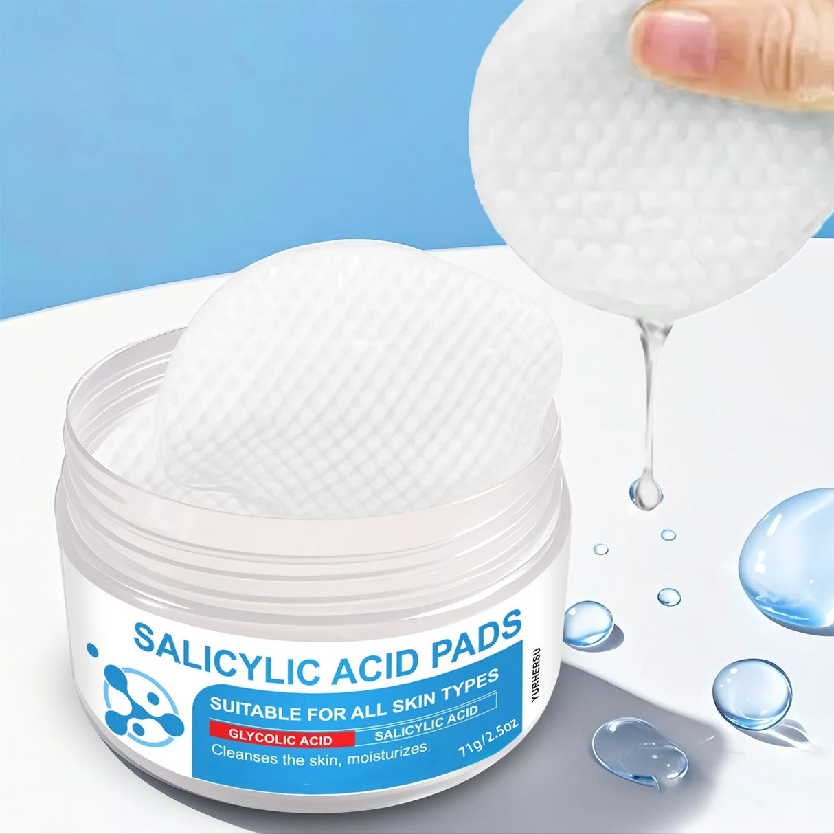 Disposable Salicylic Acid Facial Cleansing Cotton Pads Double Sided Exfoliating Wipes Oil Balancing Skin Care Pads Lightweight Portable Face Cleanser Sheets For Daily Morning Night Skincare