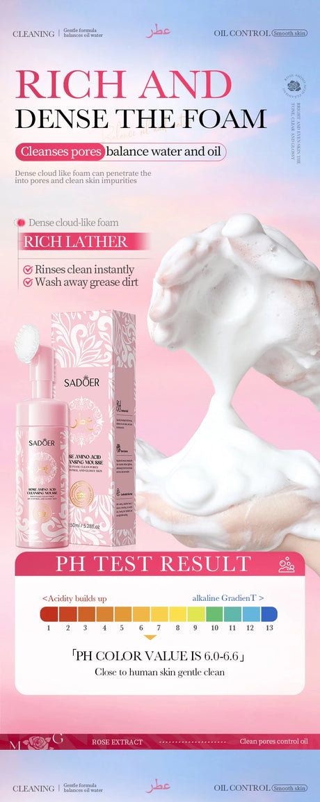 SADOER Vitamin C Facial Cleanser Deep Cleansing Face Wash Foam Moisturizing Whitening Face Wash Massage Cleansing Foam Skin Care