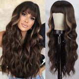 Synthetic wig high temperature fiber long curly hair with bangs soft hair wigs for women