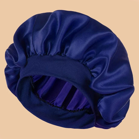 1Pc Women Wide Brim Satin Bonnet, Solid Color Waterproof Shower Cap Soft Silk Hair Protection Hat