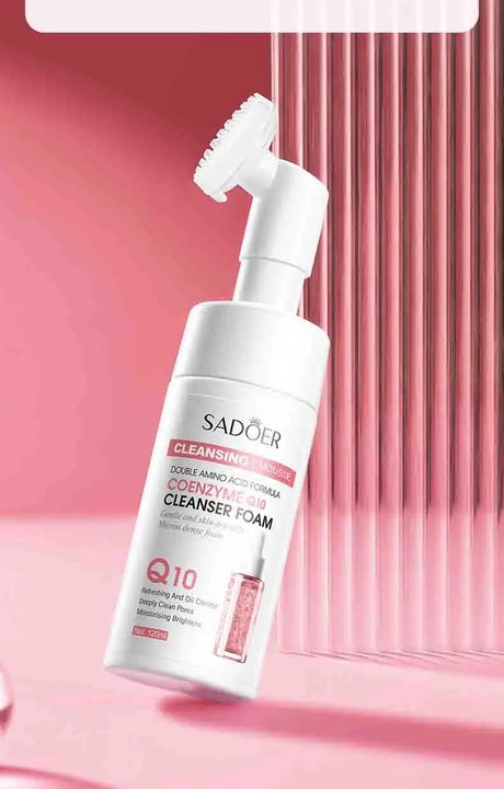 SAODER Q10 Vitamin C Facial Cleanser Face Wash Foam Facial Cleansing Mossee Moisturizing Brightening Facial Skin Care Products