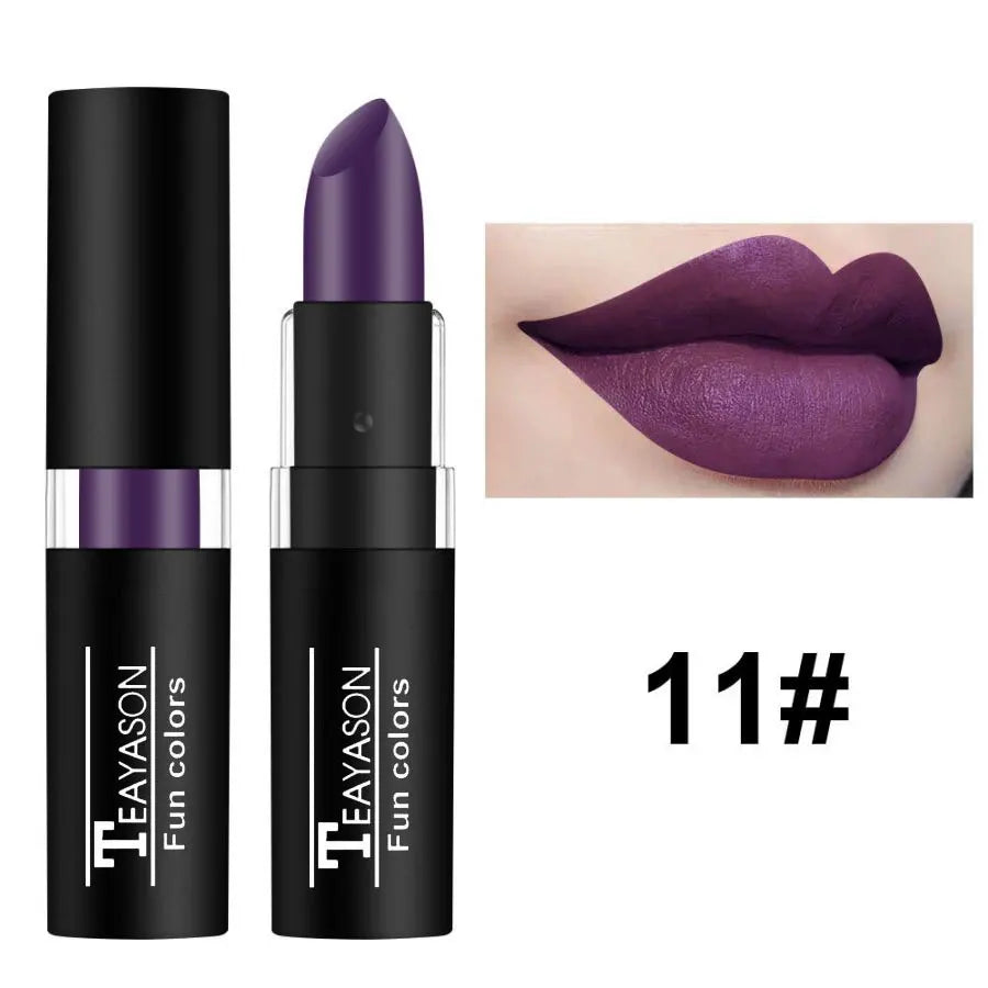 TEAYASON 12 Color Waterproof Lasting Sexy Red Lipstick Matte Lipstick Cosmetics Lip Gloss Waterproof Long-lasting