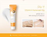 4pcs Vitamin C Skin Care Sets Face Cream Facial Cleanser Essence Spf 50+ VC Sunscreen Moisturizing Refresh Face Care Travel Suit