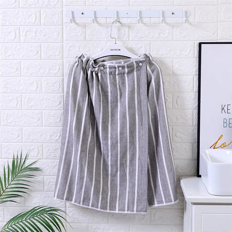 Wearable Cotton Bath Towel for Men and Women, Bath Skirt Wrap with Button, Shower Sauna, Spa Body Robe, Beach Towel, 140x70cm