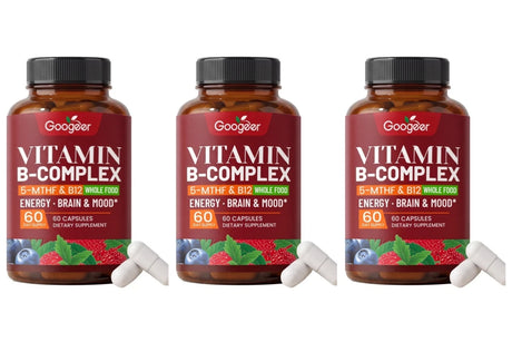 B Complex Vitamins Supplement with Biotin B12 Folate Blueberry Astragalus Herbal Blend for Daily Energy Wellness Support 60 Ct