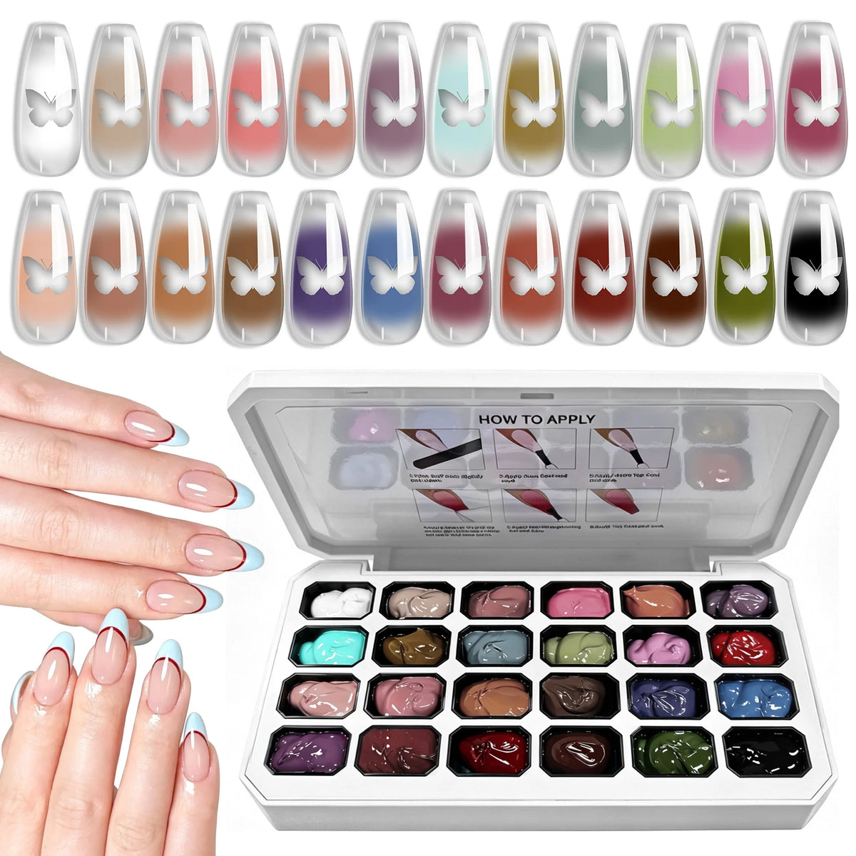 LIMEGIRL 24 Color Gradient Wash-Free Painting Gel Nail Art Design Painting Gel Nail Engraving DIY Soak-Off UV LED Nail Polish