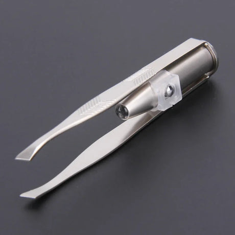 Portable Stainless Steel Led Make Up LED Light Eyelash Eyebrow Clip Tweezer Set Smart Design Hair Remove Tweezer Makeup Tool
