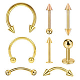 8PCS/Set Fashion Piercing Set Eyebrow Bar Lip Tongue Nose Pircing Stainless Steel Ear Studs Stainless Steel Mixed Body Jewelry