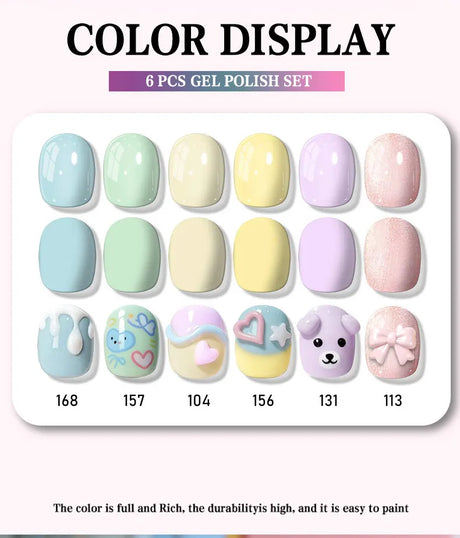 LIMEGIRL 6pcs/set Gel Nail Polish Ice Cream Color Vernis Semi-Permanent UV Gel Nail Art Varn Nail Polish Gel kit