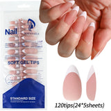 120/150pcs Matte White French Gel Nail Tips Medium Almond Nude Press On Nails 0.75-2.6cm Pink/Nude ABS Soft Gel Nail Flase Tips