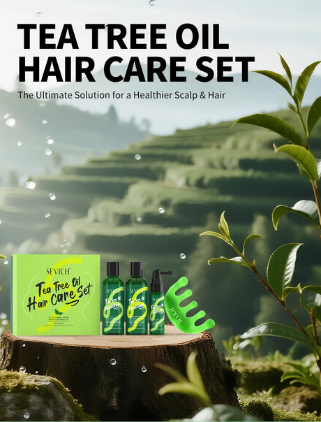 Tea Tree Essence Shampoo Hair Conditioner Set Deep Cleaning Moisturizing Scalp Strengthening Nourish Shiny Anti Hair Loss Care