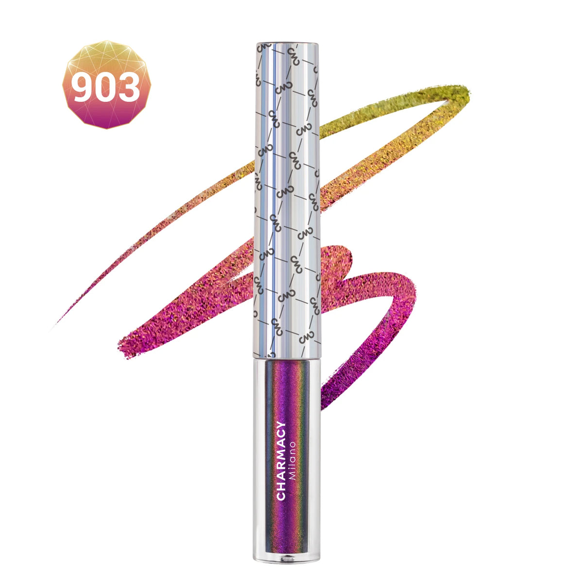 CHARMACY Duochrome Glitter Liquid Eyeliner Long Lasting Waterproof Smudgeproof Ultra Fine Tip Eye Liner Women Makeup Cosmetics