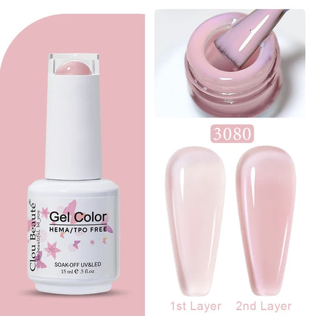 Clou Beaute Jelly Color UV Gel Manicure Summer Pink Nude Gel Nail Rainbow Nail Supplies For Professionals Semi-permanent Varnish