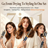 TINSOL 7 in 1 Multi-Function Hair Dryer & Styling Tool Automatic Curling Set 1300W Straightener Professional Salon Hair Dryer