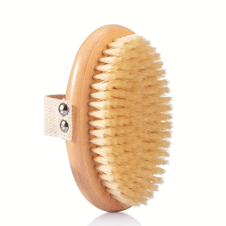 Lymphatic contour facial brush, pig mane body dry brush, exfoliating and blood activating body massage brush, facial brush