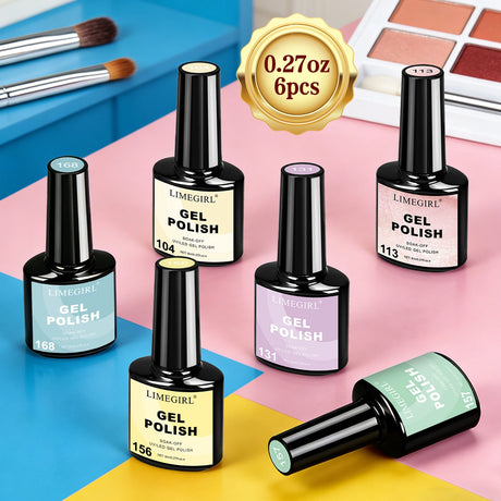 LIMEGIRL 6pcs/set Gel Nail Polish Ice Cream Color Vernis Semi-Permanent UV Gel Nail Art Varn Nail Polish Gel kit