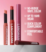 2Pcs/Set Matte Lipstick Lip Liner Pencil Non-Stick Cup Long-Lasting Velvet Red Lipstick Pen Smooth Lipliner Waterproof Makeup