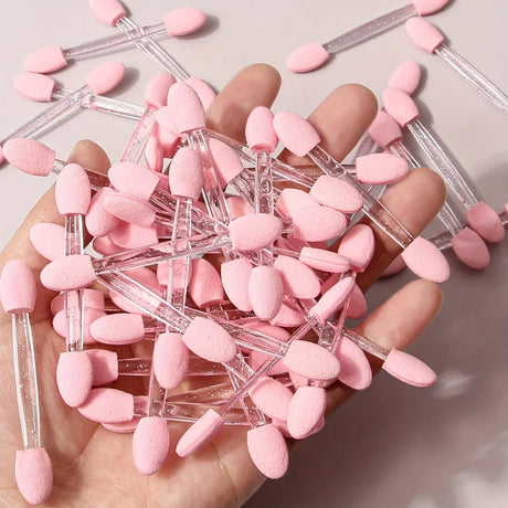 50Pcs Eye Disposable Eye Shadow Stick Double-Head Double-Sided Eye Makeup Applicator Short Sponge Eye Shadow Applicator