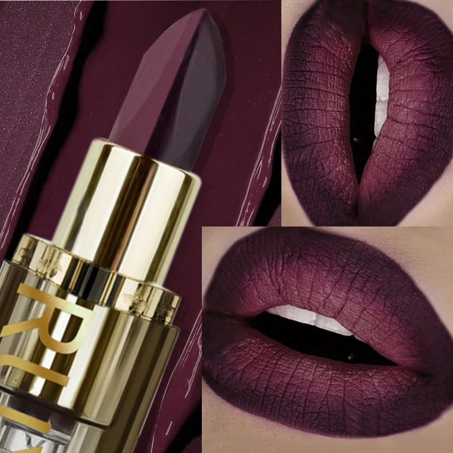 1PC Two-tone Waterproof Velvet Nude Lipstick Sexy Purple Brown Pigments Makeup Long-lasting Professional Cosmetics for Women Lip