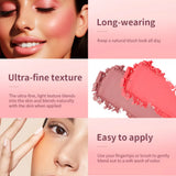 Matte Embossed Blush Palette High Pigmented Pink Coral Cheek Blush Powder With Professional Makeup Brush