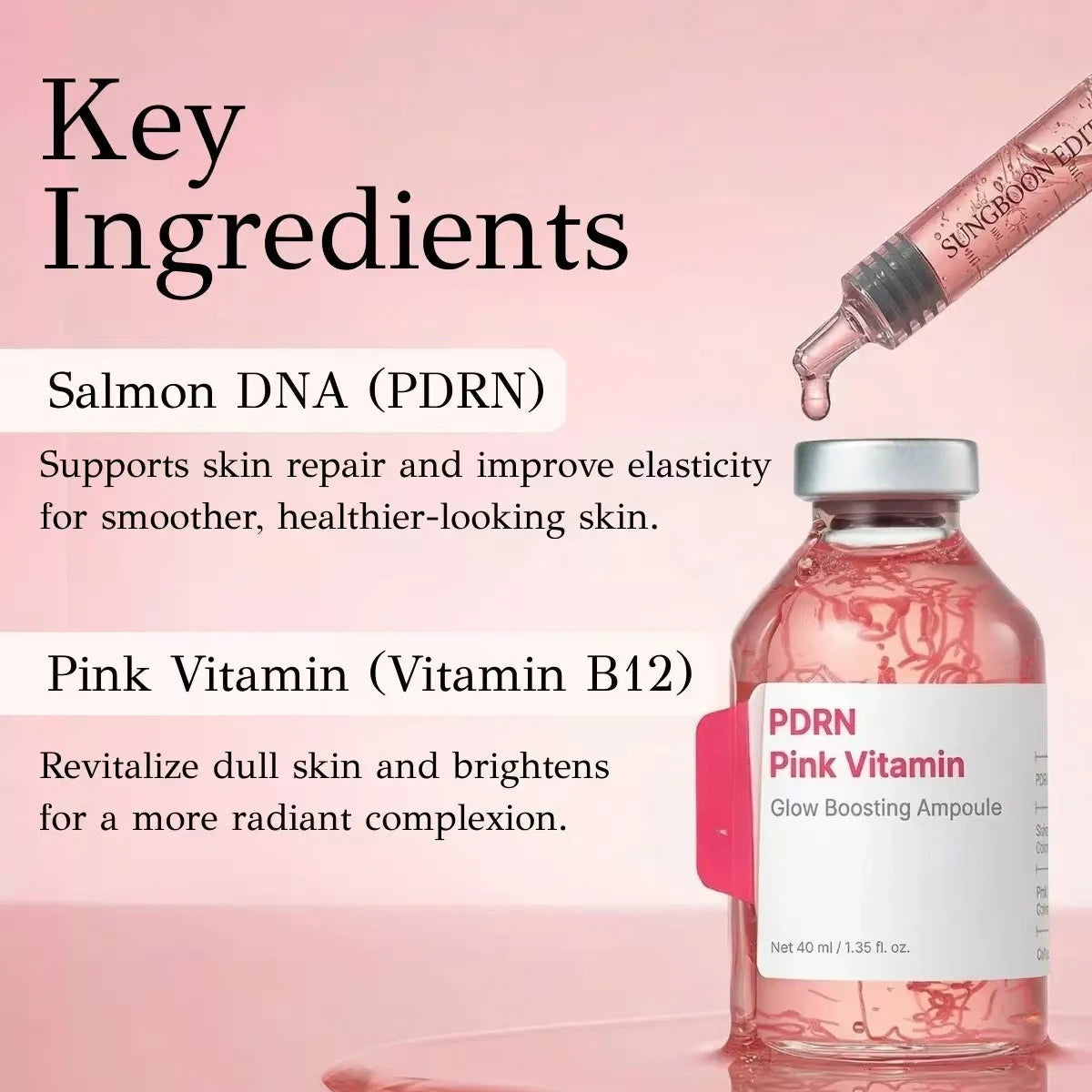 Deep Collagen Essence - Peptide Intensive Activation, Pink PDRN Stem Cell Ampoule, Brightening, Moisturizing, Skincare