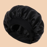 1Pc Women Wide Brim Satin Bonnet, Solid Color Waterproof Shower Cap Soft Silk Hair Protection Hat