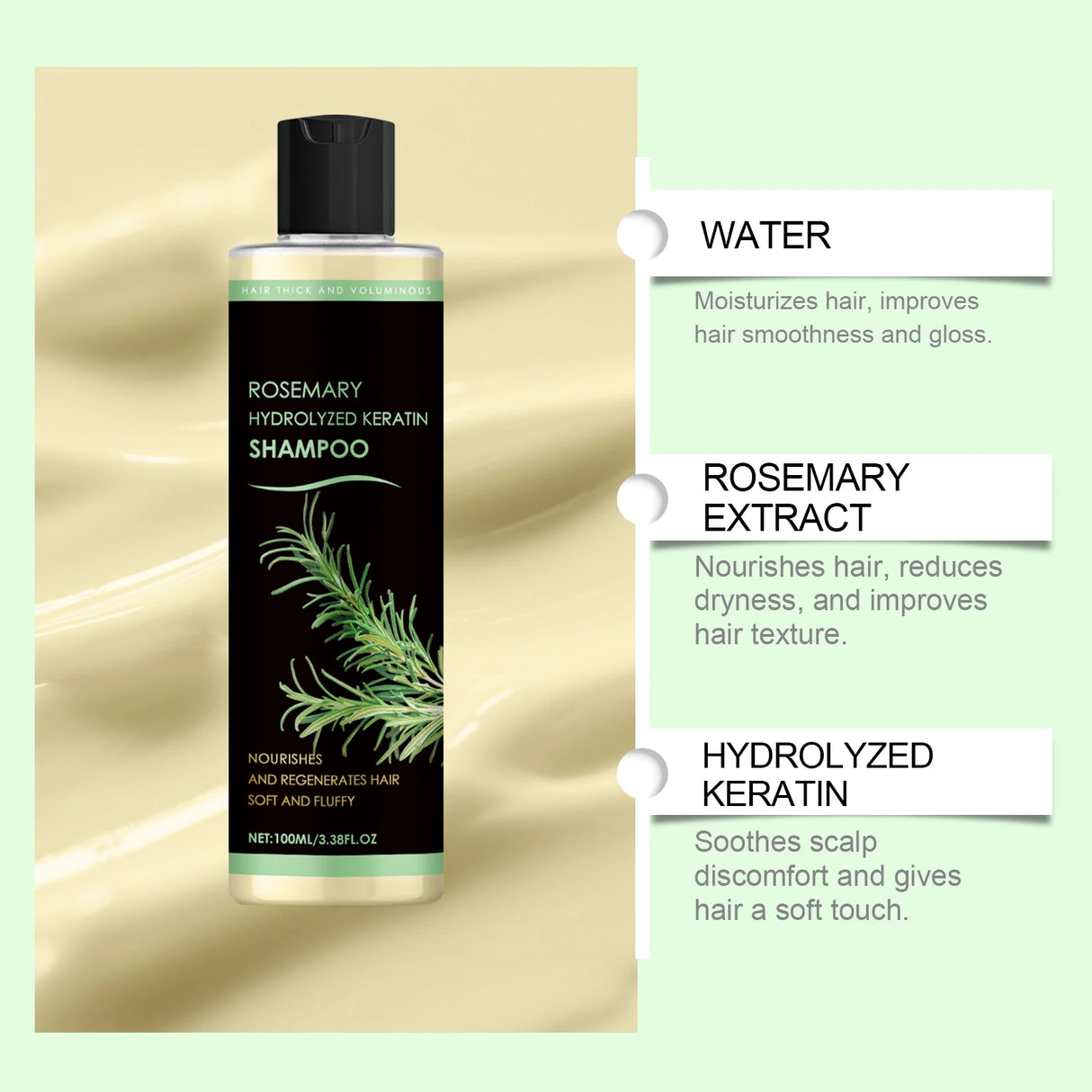 Rosemary Natural Shampoo Hair Thickness Loss Deep Nourishing Scalp Care Strengthen Repair Damaged Oil Control For Men Women