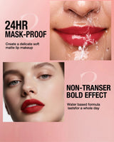 2Pcs/Set Matte Lipstick Lip Liner Pencil Non-Stick Cup Long-Lasting Velvet Red Lipstick Pen Smooth Lipliner Waterproof Makeup