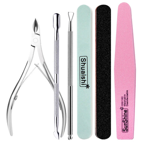Nail Art Sand File Buffer Sponge Block Brush Nail File Set With Nail Clippers Scissors Dead Skin Remover Care Manicure Kit Tools