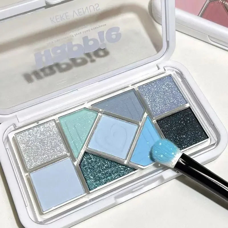 Mint diffuse pink blue small pink frame nine-color eyeshadow palette low saturation clear mint green pearl matte gentle pure des