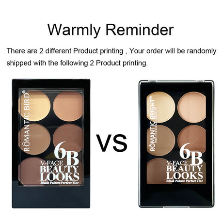 6 Colors Highlight Contouring Powder Palette Face Shadow Contouring Powder Makeup Palette With Brush Face Bronzer Color Correcti