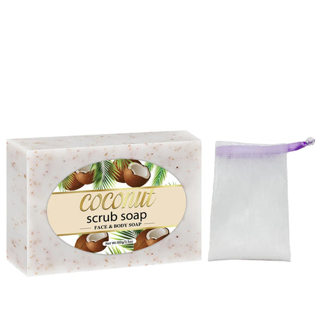 Coconut Scrub Soap Handmade Exfoliating Bath Soap Face & Body Cleanser Long-Lasting Moisturizing Soap Remove Dead Skin