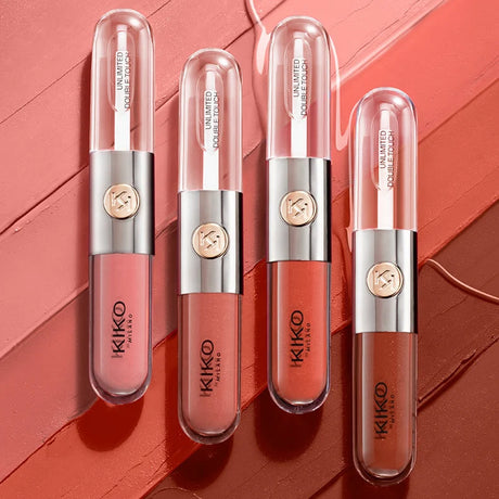New Kiko Double Headed Lipstick Transparent Mirror Lip Gloss Non Fading Oil Sexy Rich Lip Gloss Milk Tea Bean Paste Naked Makeup