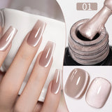 PUENTE 7.5ML Nude Shade Moonlight Cat Magnetic Gel Nail Polish Ultra-Bright Cat Eye Soak Off UV Semi-Permanent Varnish Manicure
