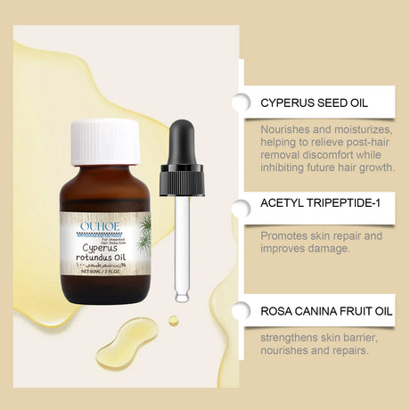 60ml Cyperus Rotundus Oil Body Hair Remover Oil For Armpit Legs Arms Hair Growth Inhibitor Skin Care Body Moisturizing Oil