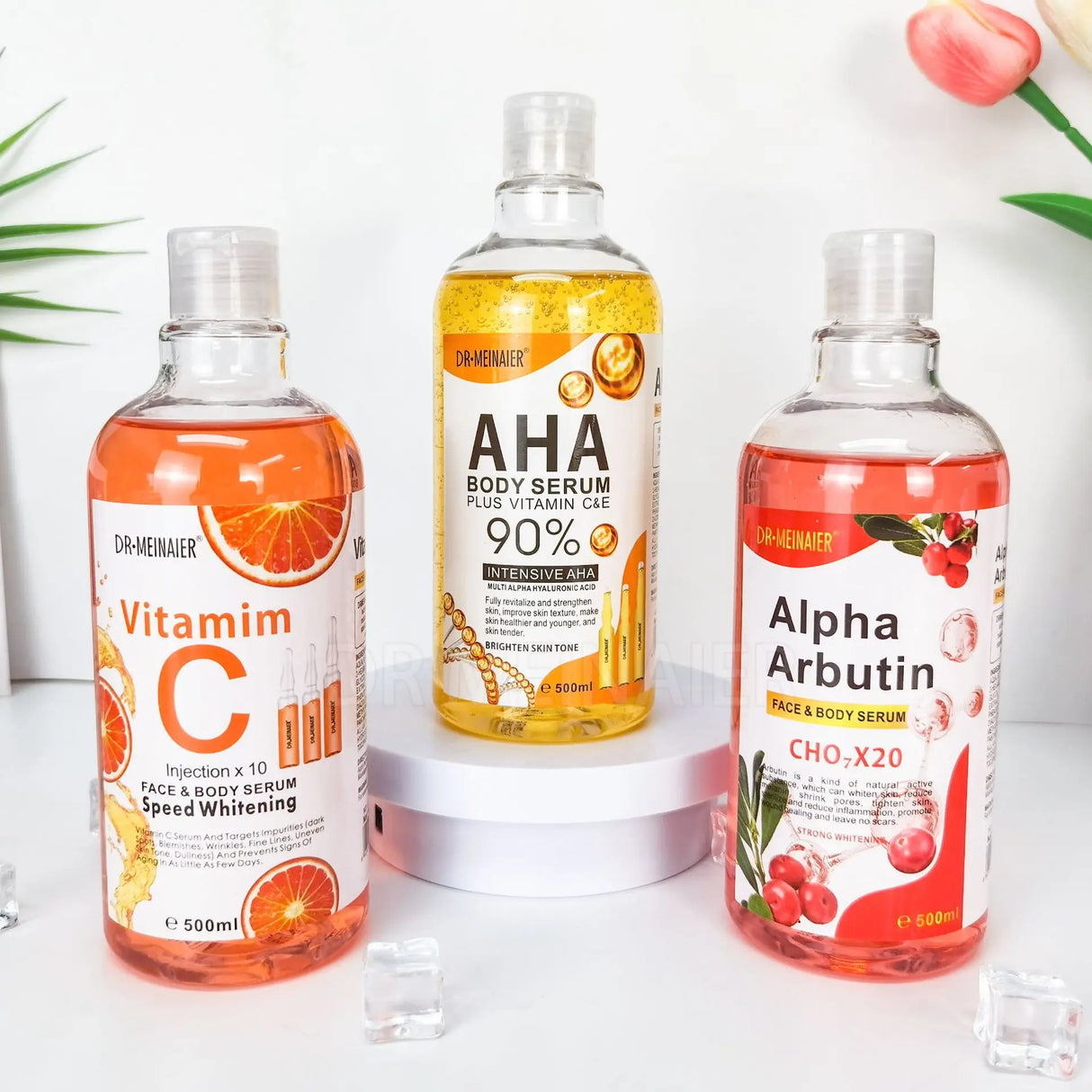 500ML Vitamin C AHA HYALURONIC& NICOTINAMIDE Face Serum Moisturizing Lightening Body Cream