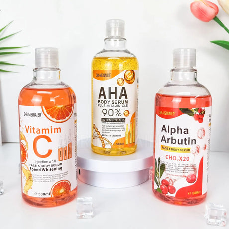 500ML Vitamin C AHA HYALURONIC& NICOTINAMIDE Face Serum Moisturizing Lightening Body Cream